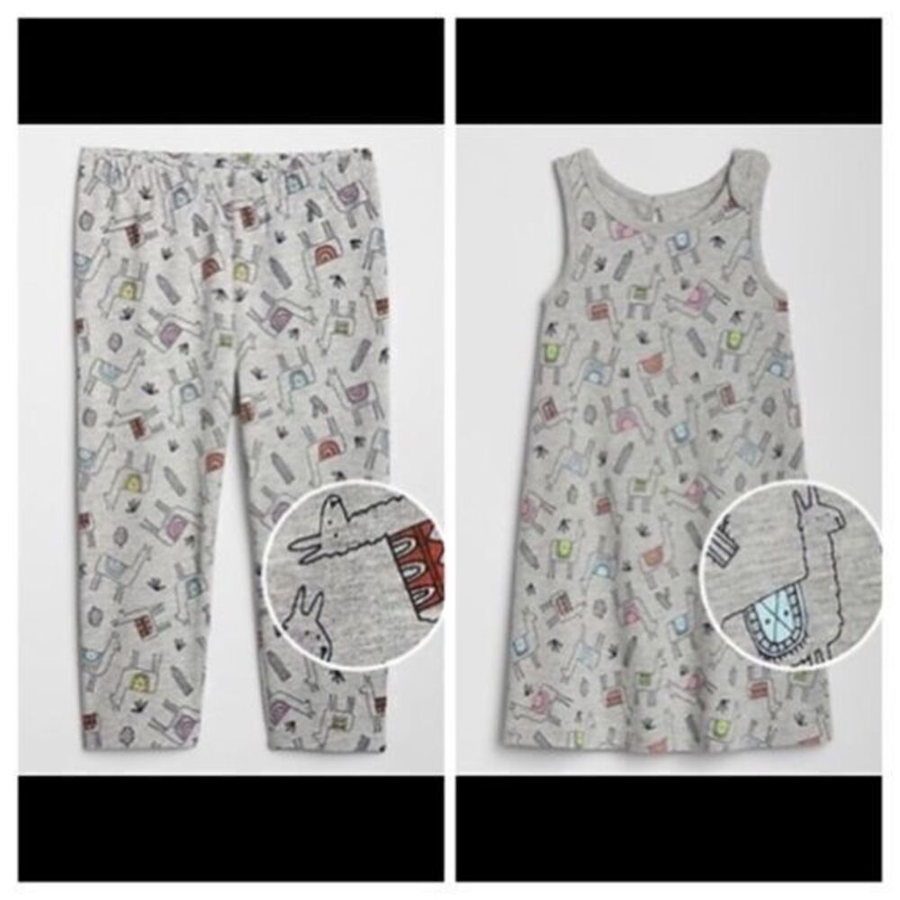 Baby GAP gray llama 🦙 pajamas set bow shoulders